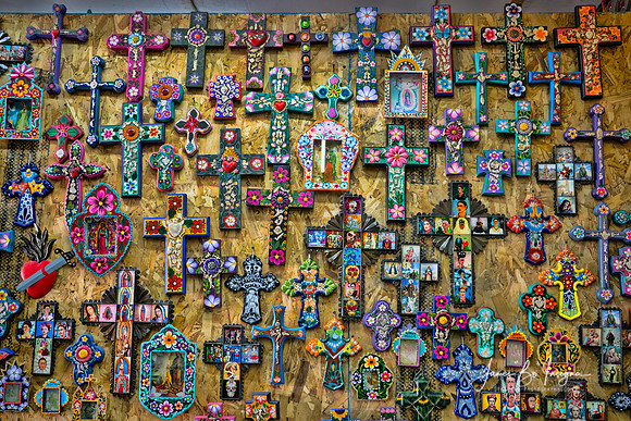 Colorful Mexican Crosses Folk Art Display