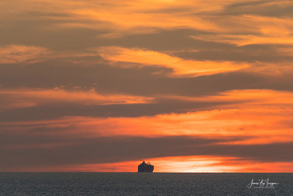 Island Princess Cruise Ship Sailing Into a Puerto Vallarta Sunset