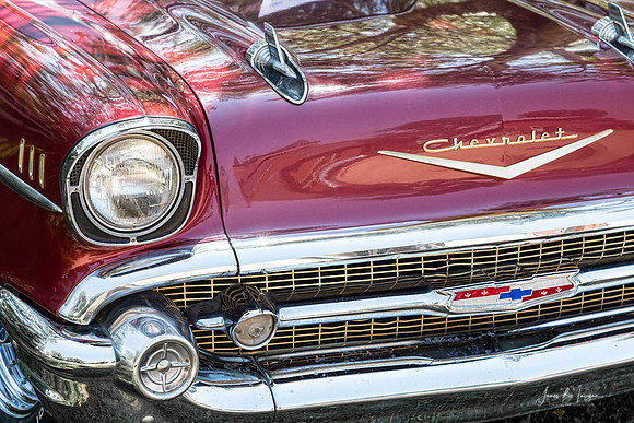 1957 Chevrolet Burgundy Bel Air Front Chrome