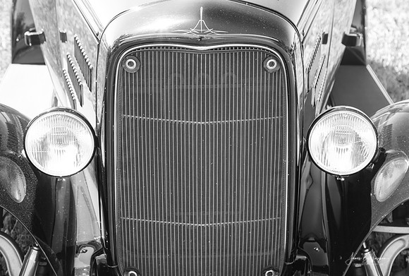 1931 Ford A400 Front Close-Up In Black and White