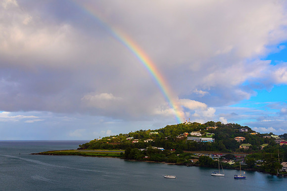Rainbow Descending Near the Vigie Lighthouse in St Lucia