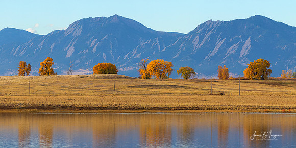 Boulder Flatirons Front Range and Autumn Trees Panoramic