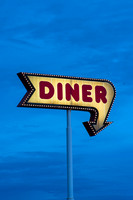 Vintage Retro Diner Sign Portrait View