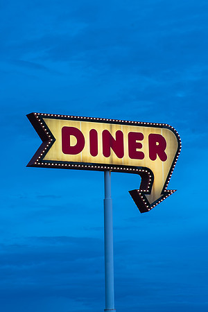 Vintage Retro Diner Sign Portrait View
